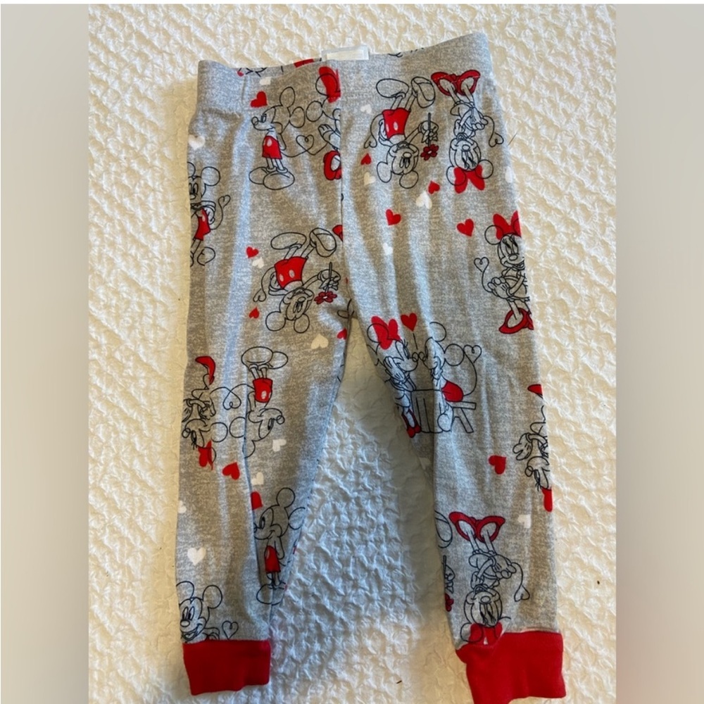 Disney Mickey & Minnie Mouse All Over Print Gray Red Toddler Pajama Pants Size 2